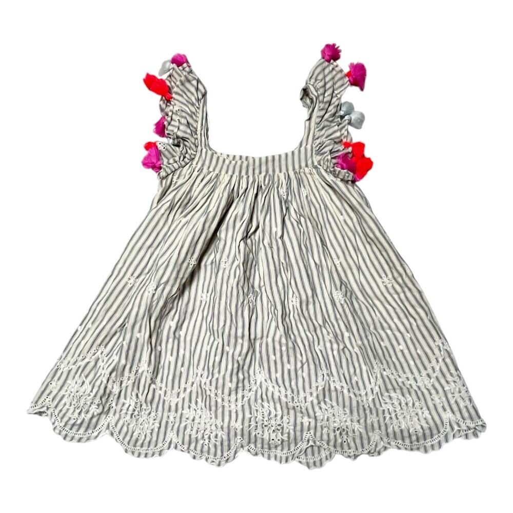 Nellystella Chloe Striped Pom Trim Dress Size 4